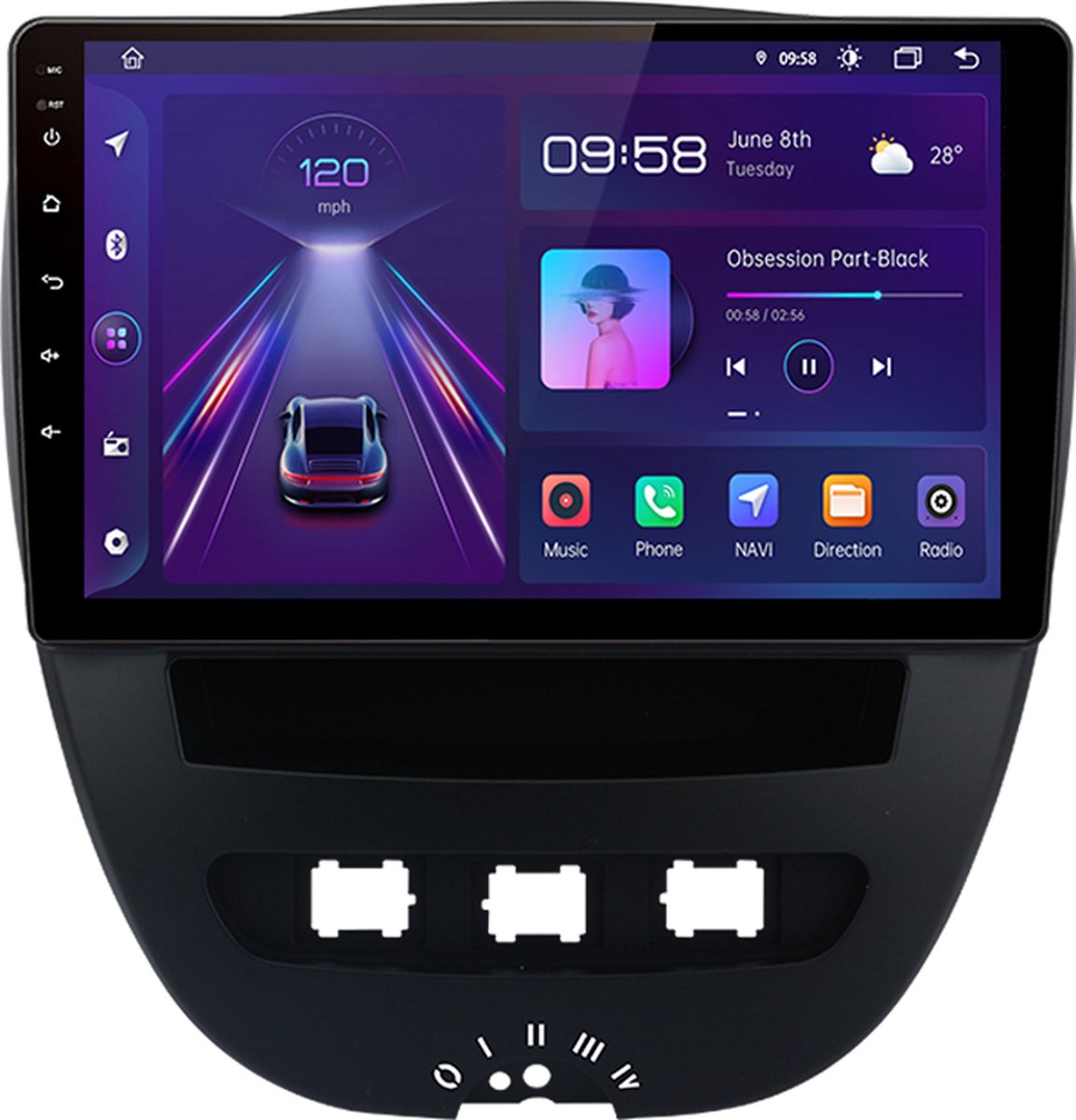 CarPlay Peugeot 107 2005-2014 Android 10 navigatie en multimediasysteem 2+32GB