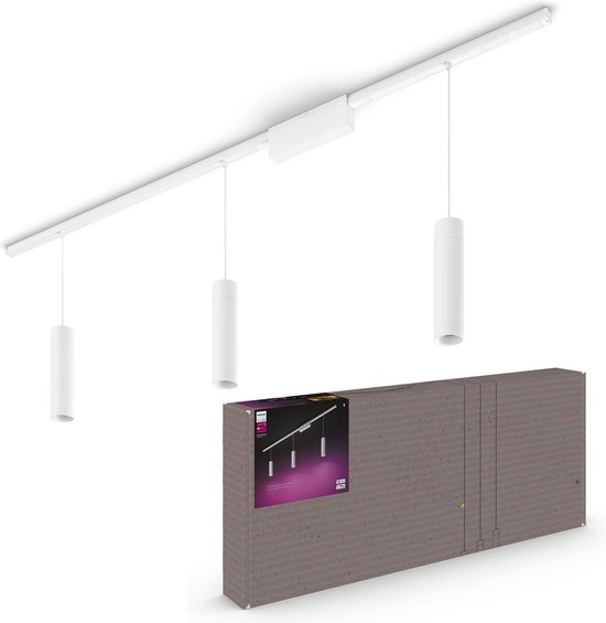 Philips Hue Perifo railverlichting plafond - wit en gekleurd licht - 3 hanglampen - wit - basisset