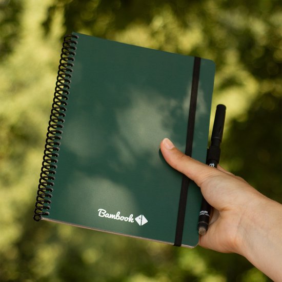 Bambook Colourful Cahier Effaçable - Bleu foncé (Navy) - A5 - Vierge & Ligné - Avec 1 feutre gratuit