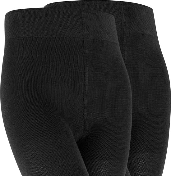 Bovenkant van twee zwarte, geribbelde panty's.