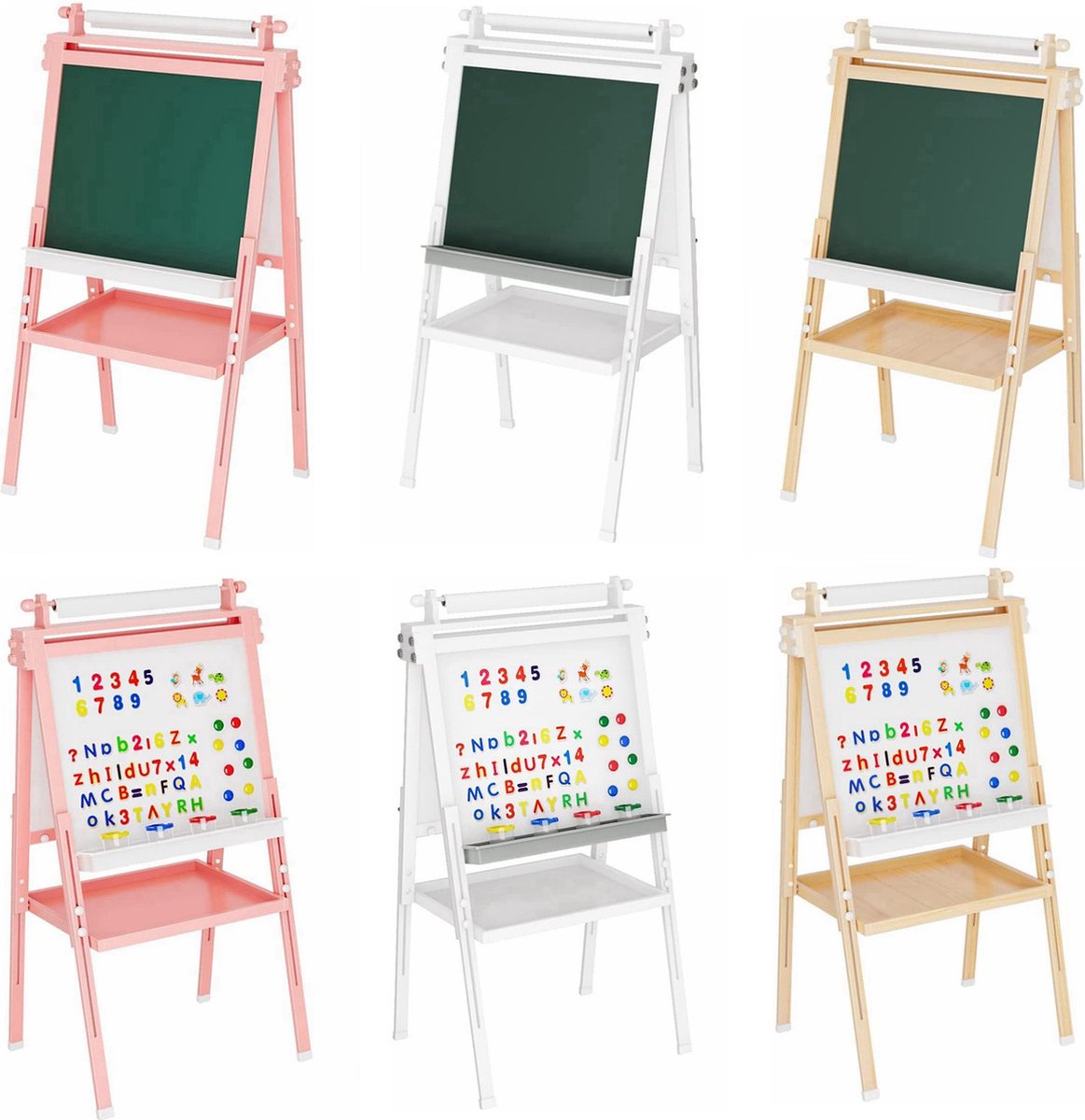 Manzibo Krijtbord - Krijtbod voor Kinderen - Whiteboard - 2-in-1 - Magnetisch - Schoolbord - Kids - Tekenbord - Schrijfbord - Staand - Bruin