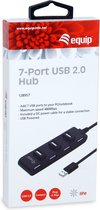 Equip 128957 Hub USB 2.0 7 Porto , USB 2.0, USB 2.0, 480 Mbit/s, Noir