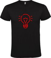 Zwart T shirt met print van " Light bulb / gloeilamp " print Rood size L