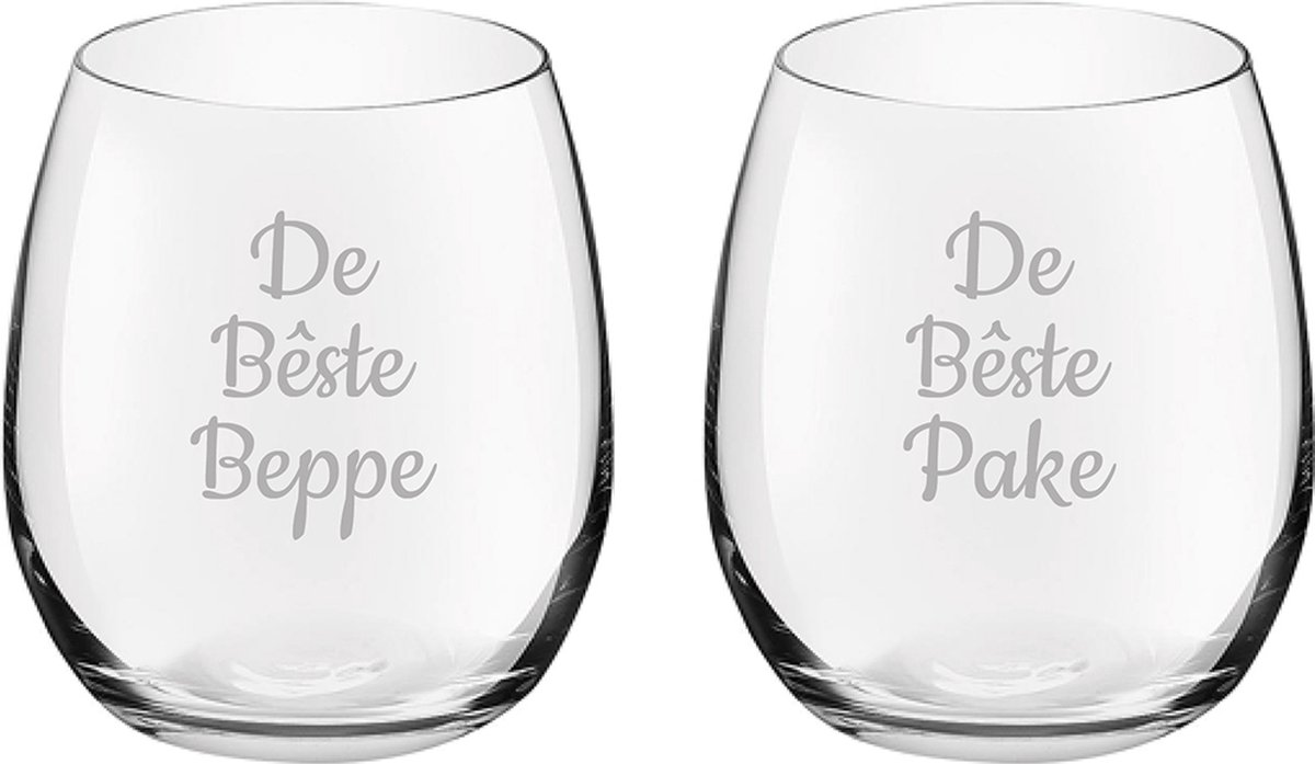 Gegraveerde Drinkglas 39cl De Bêste Pake-De Bêste Beppe