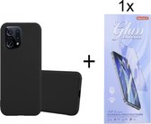 Hoesje Geschikt voor: Oppo Find X5 Silicone - Zwart + 1X Tempered Glass Screenprotector - ZT Accessoires
