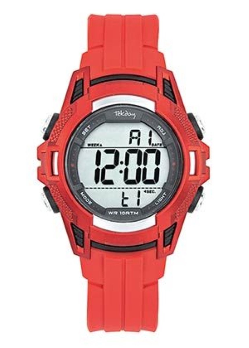 Tekday-Digitaal horloge-Rode Silicone band-waterdicht-sporten-zwemmen-38MM-Sportief