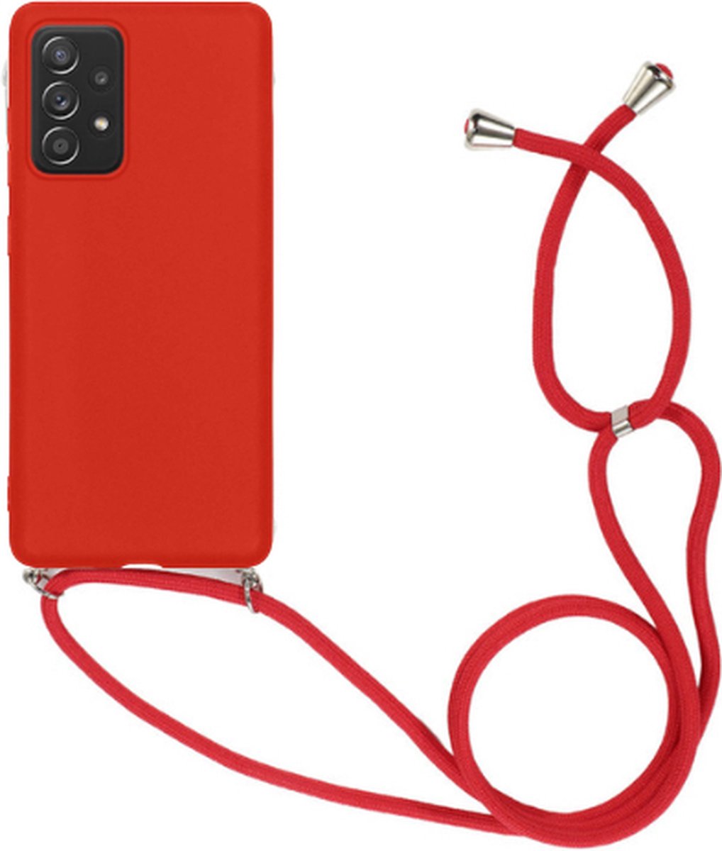 RNZV - Samsung A33 5G - Siliconen telefoonhoesje met koord - rood