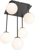 QAZQA athens-opal - Moderne Plafondlamp - 5 lichts - L 25.5 cm - Wit - Woonkamer | Slaapkamer | Keuken