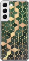 Leuke Telefoonhoesjes - Hoesje geschikt voor Samsung Galaxy S22+ - Groen kubus - Soft case - TPU - Print / Illustratie - Groen