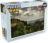 Puzzel Wolken over de Toscaanse heuvels in de Italiaanse ommuurde stad San Gimignano - Legpuzzel - Puzzel 500 stukjes