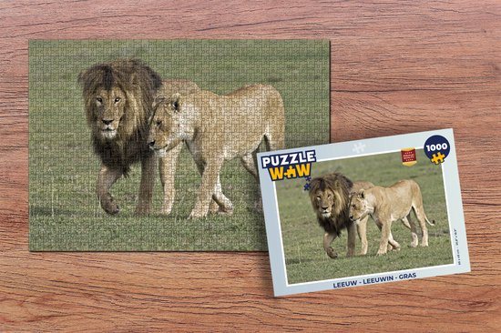 Puzzle Lion - Lionne - Herbe - Puzzle - Puzzle 1000 pièces adultes