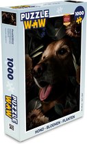 Puzzel Hond - Bloemen - Planten - Legpuzzel - Puzzel 1000 stukjes volwassenen