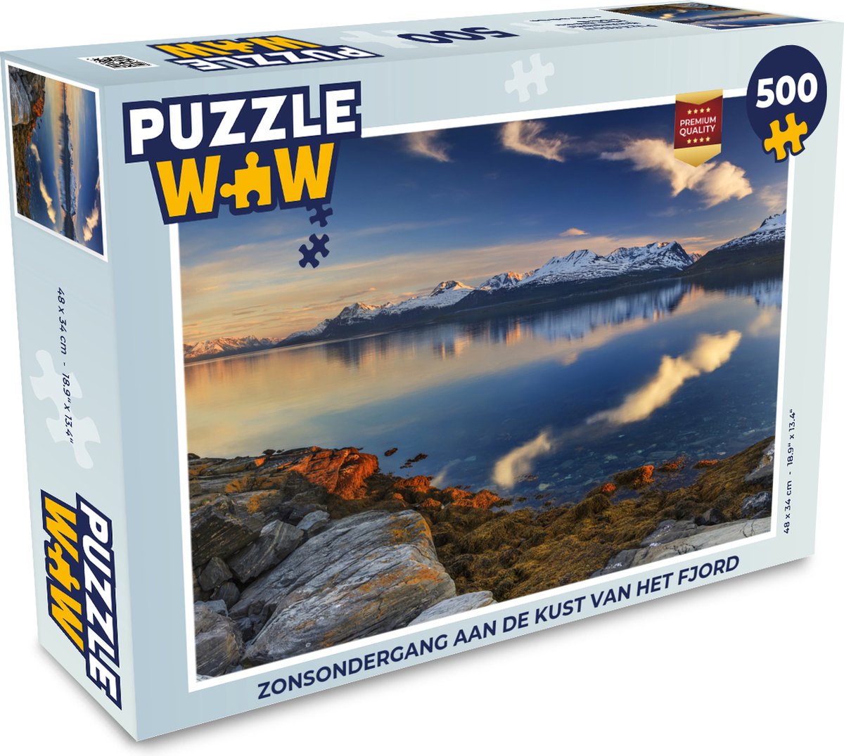 Puzzel Zonsondergang aan de kust van het fjord - Legpuzzel - Puzzel 500 stukjes