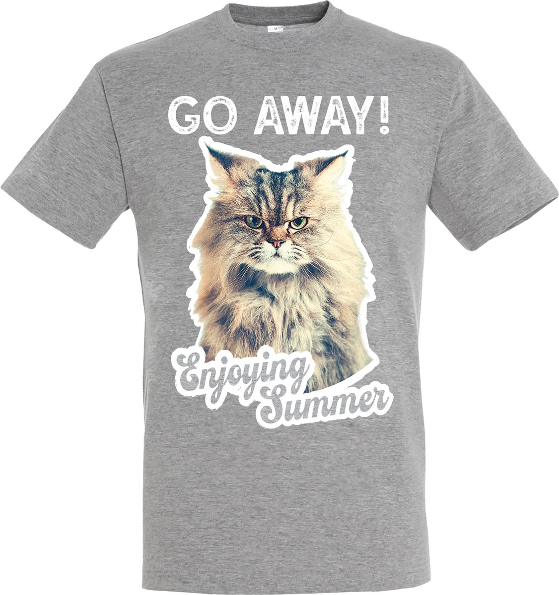 Plenty Gifts T-shirt Cat Go Away Grey Melange L