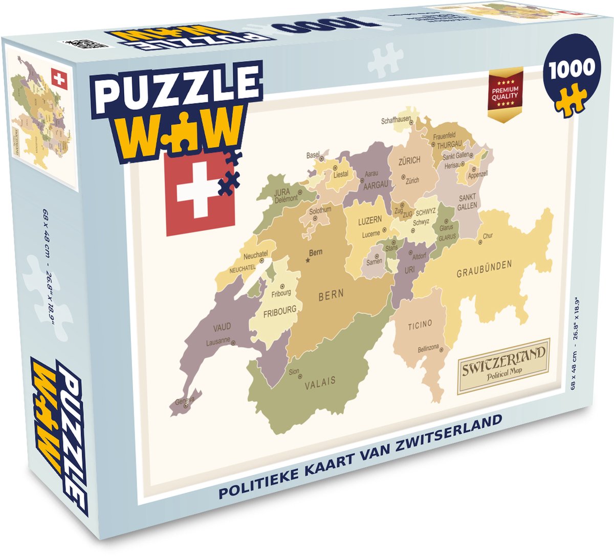Puzzle Carte politique de la Suisse - Puzzle - Puzzle 1000 pièces adultes |  bol.com