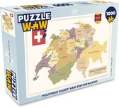 Puzzel Politieke kaart van Zwitserland - Legpuzzel - Puzzel 1000 stukjes volwassenen