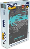 Puzzel Stadskaart - IJmuiden - Grijs - Blauw - Legpuzzel - Puzzel 1000 stukjes volwassenen - Plattegrond