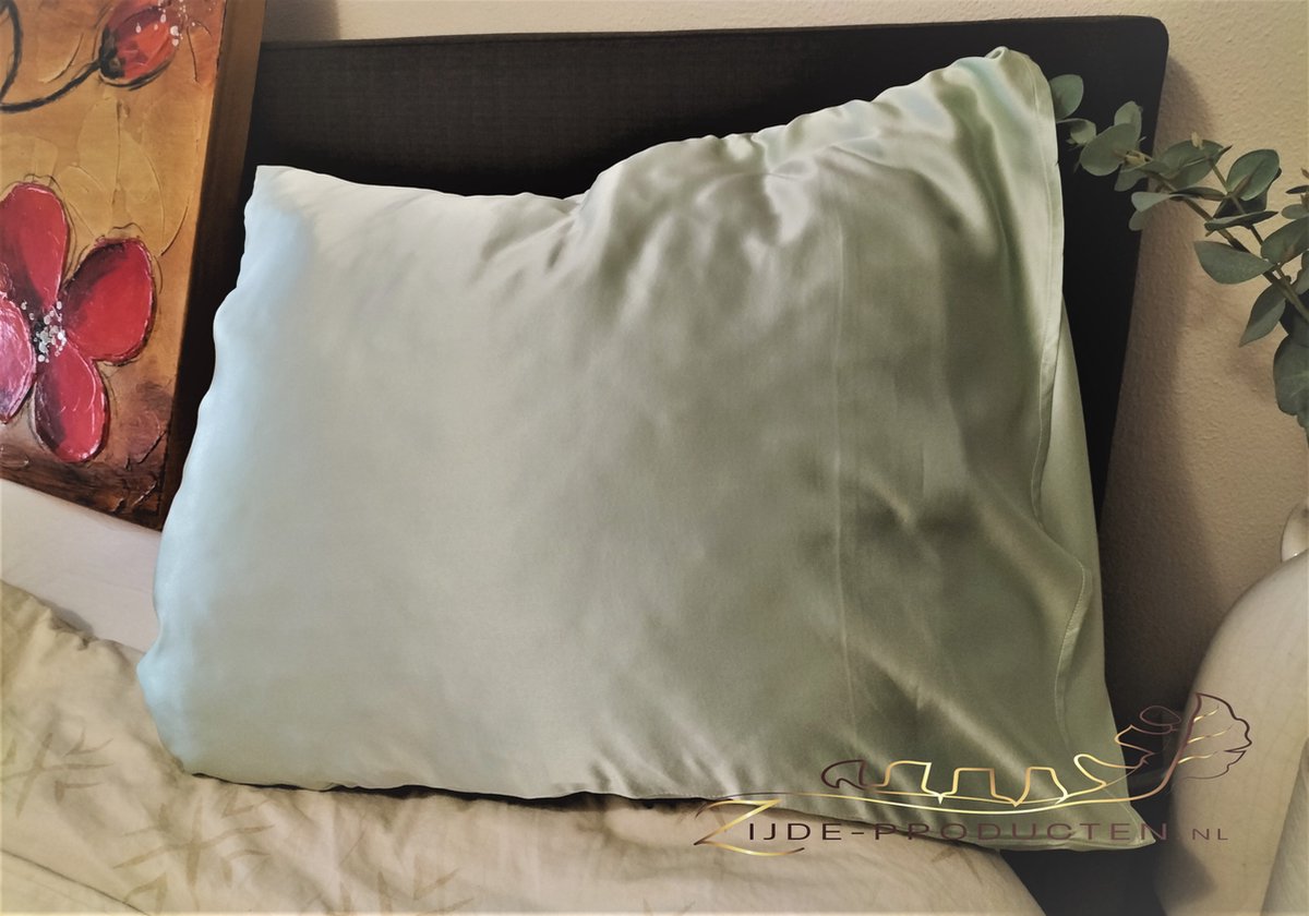 Zijden kussensloop, 100% moerbei zijde, hoogste kwaliteit (6A grade) 19 Momme. Kleur wit, maat 60x70 cm