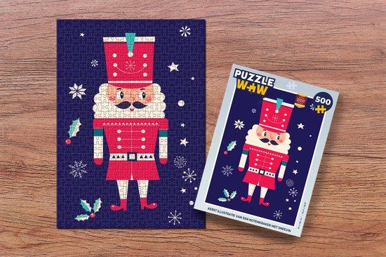 Puzzle Père Noël - Noël - Houx - Neige - Puzzle - Puzzle 500 pièces - Noël - Cadeau - Cadeau de Noël pour hommes, femmes et enfants