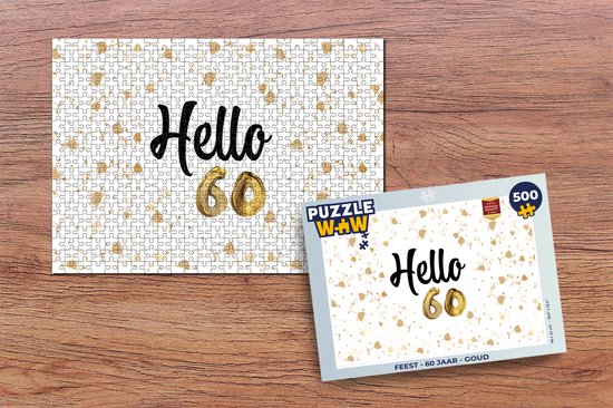 Puzzel Feest - 60 jaar - Goud - Legpuzzel - Puzzel 500 stukjes