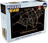 Puzzel Kaart - 's-Hertogenbosch - Goud - Zwart - Legpuzzel - Puzzel 1000 stukjes volwassenen