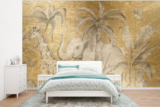 Papier Peint - Papiers Papier peint photo Décoration Jungle - Enfants - Goud - Largeur 375 cm x Hauteur 280 cm