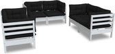 vidaXL - 6-delige - Loungeset - met - kussens - massief - grenenhout