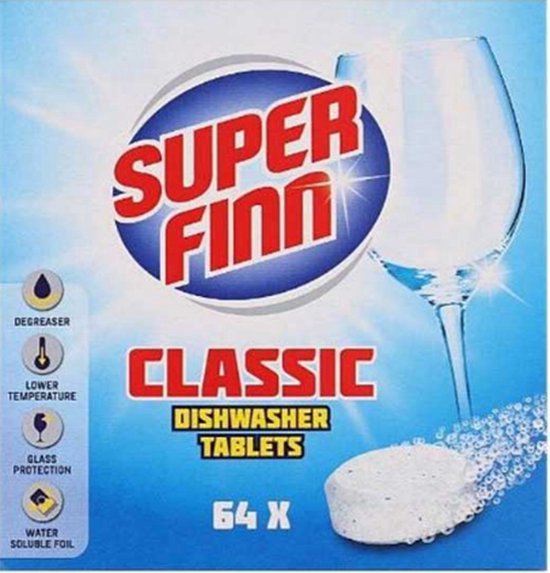 Foto: Super finn vaatwastabletten classic wit 128 stuks vaatwasser dishwasher tablets vaatwastabletten