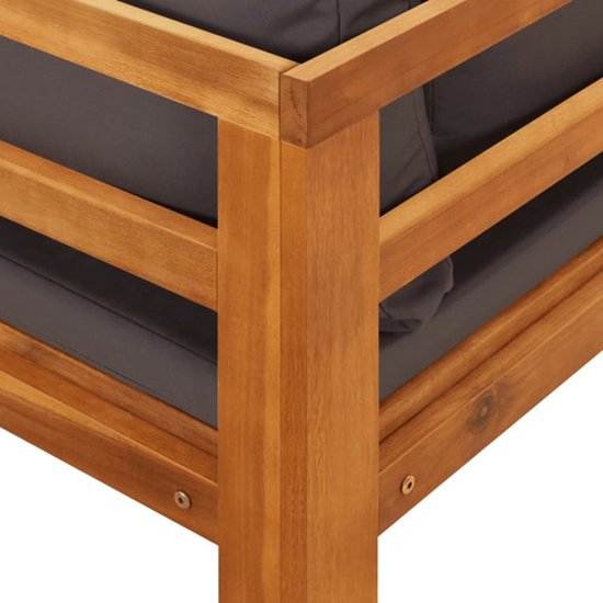 vidaXL Ensemble de jardin Bois d'acacia - 175x66x60 cm - kussen gris foncé - Ensemble de jardin