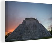 Canvas Schilderij Chichén Itzá - Piramide - Mexico - 90x60 cm - Wanddecoratie