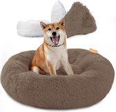 Happysnoots Hondenmand met Rits - 80cm - Hondenbed - Donut Dog Bed - Fluffy - Wasbaar - Bruin