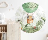 Muurcirkel Baby diertjes in luchtballon groen - Wallz | Forex | Ø60cm | Inclusief ophangsysteem