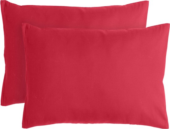 Komfortec Set de 2 Taies d'Oreiller Premium Taies d'oreiller cm - Housse de Coussin Super Douce - 100% - Polyester Brossé - 120g/m² - Rouge