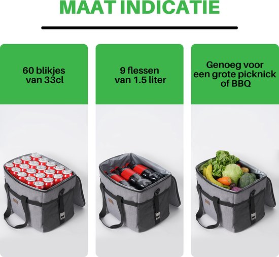 Sac isotherme 4 couches Packaway - Lunch Bag 30 litres - Grijs