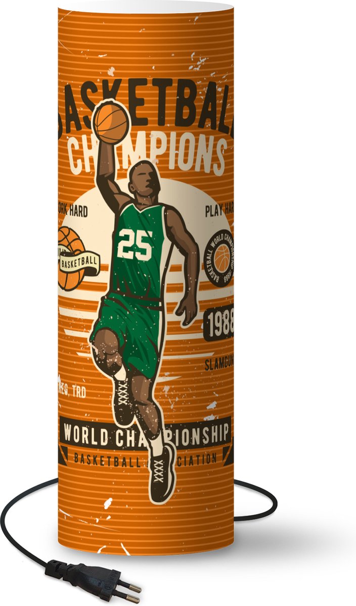 Lamp - Nachtlampje - Tafellamp slaapkamer - Mancave - Basketbal - Mannen - Vintage - 60 cm hoog - Ø19.1 cm - Inclusief LED lamp