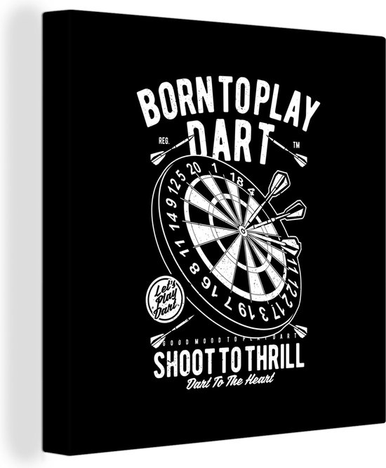 Toile Peinture Mancave - Jeu de Fléchettes - Fléchettes - Rétro - 90x90 cm - Décoration murale