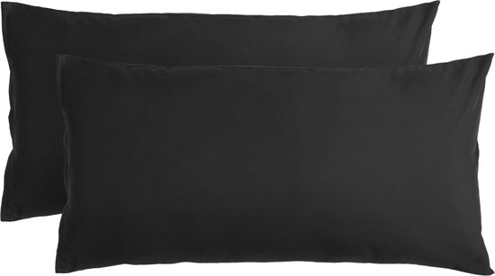 Komfortec Set van 2 Premium Kussenslopen 40x80 cm - Superzachte Kussenhoes – 100% - Geborsteld Polyester - 120g/m²- Zwart
