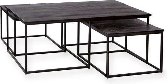 Salontafel Jamal - Zwart Mangohout - Set van 2 kopen | Het Steigerhouthuis