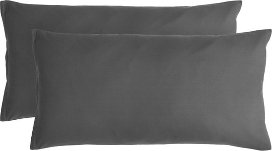 Komfortec Set van 2 Premium Kussenslopen 40x80 cm - Superzachte Kussenhoes – 100% - Geborsteld Polyester - 120g/m²- Antraciet