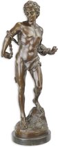 Bronzen beeld - Halfnaakte man - Erotisch - 63,5 cm hoog