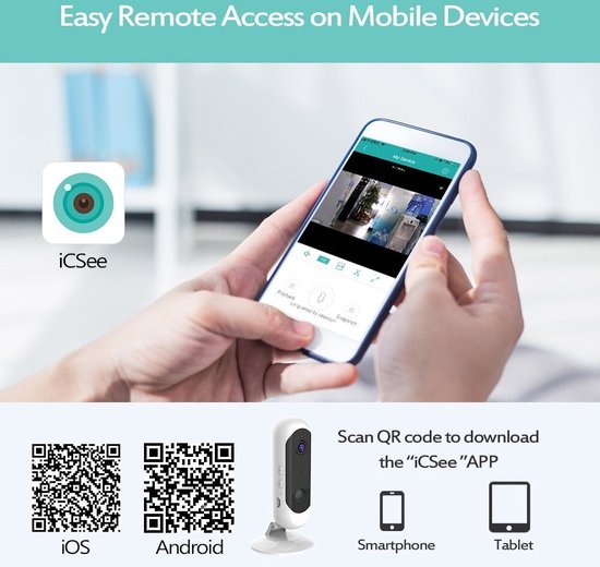 DrPhone IDC1 - 1080P Full HD Indoor Camera Met Micro SD Kaart Ingang - Camera Met Nachtvisie & Infrarood - Camera Met Mobiele App - Bewegingsdetectie - 2-weg audio -Wit van DrPhone — afbeelding 4