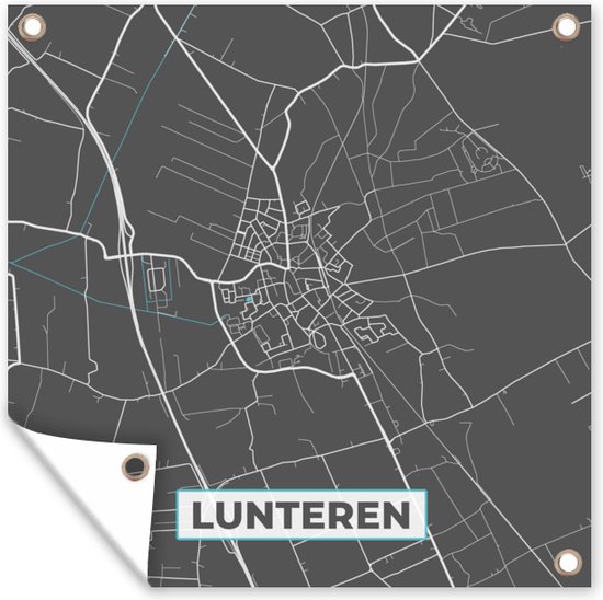 Tuin poster Plattegrond - Lunteren - Kaart - Stadskaart - 200x200 cm - Tuindoek