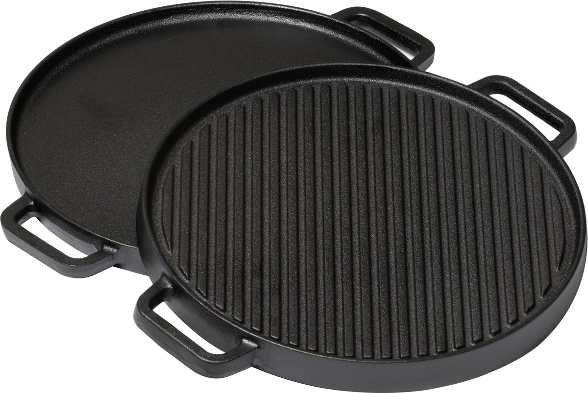 Blackwell Grillplaat BBQ Gietijzer Zwart ø 30 cm - Zonder anti-aanbaklaag 2-Zijdig