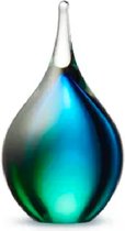 Urnencenter Druppel Mini Urn Glas - Blauw/Groen - Urn voor as - Gedenkartikel - Urn voor as - Gedenksteen - Urn Hond - Urn Kat - Urn Dierbare