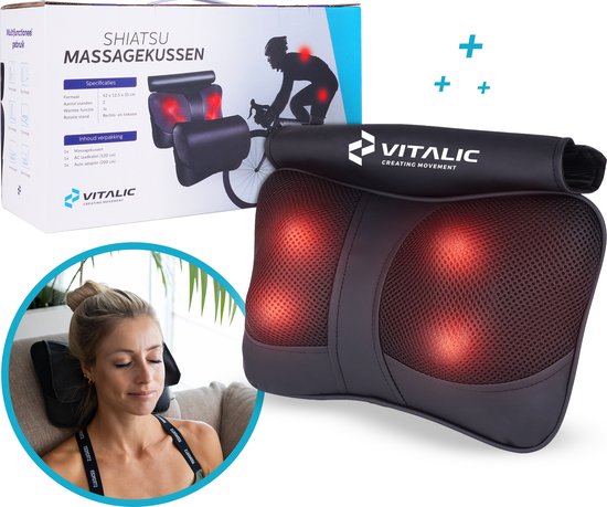 Premium Shiatsu Massagekussen voor een pijnlijke Nek & Rug - Nekmassage apparaat - Rugmassage apparaten - massage pillow | Vitalic