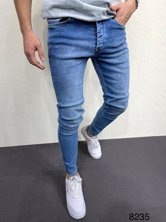 Mannen Stretchy Skinny Jeans Hole Slim Fit Denim Hoge Kwaliteit Jeans - W30