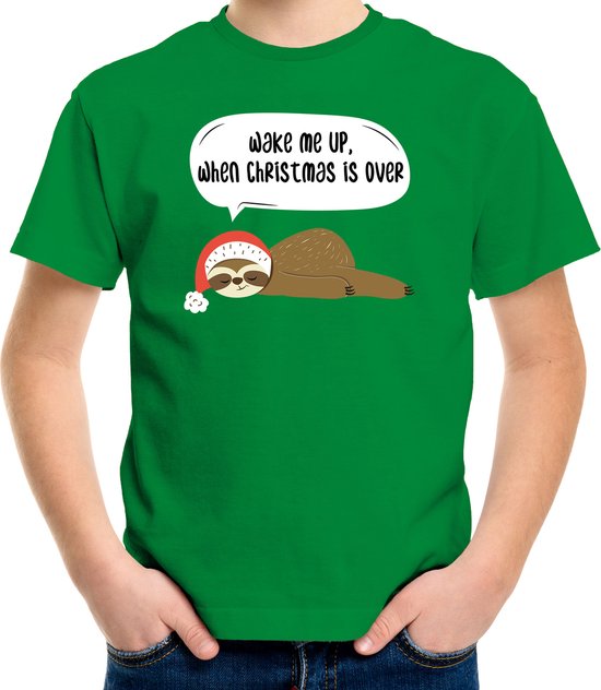 Chemise de Noël paresseux / T-shirt de Noël Wake Me Up When Christmas is over green children - Costumes de Noël / Christmas outfit M (116-134)