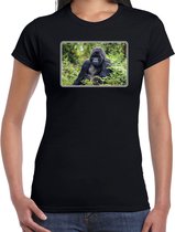 Dieren shirt met apen foto - zwart - voor dames - natuur / Gorilla aap cadeau t-shirt / kleding L