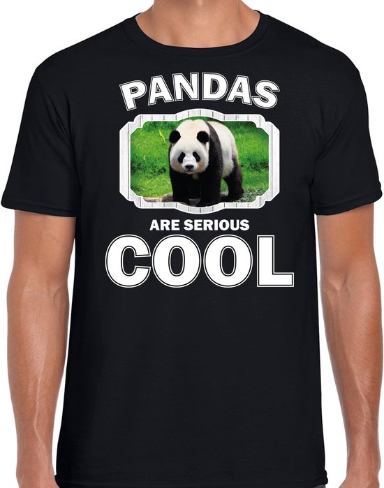 Dieren pandaberen t-shirt zwart heren - pandas are serious cool shirt - cadeau t-shirt grote panda/ pandaberen liefhebber M