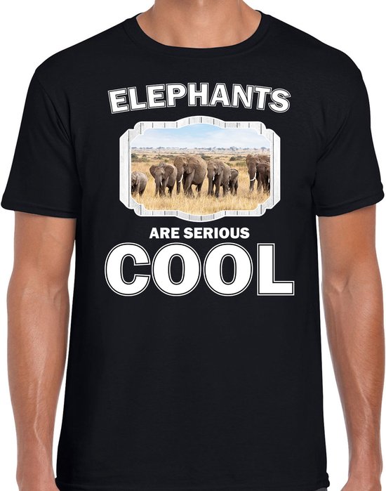 Dieren kudde olifanten t-shirt zwart heren - elephants are serious cool shirt - cadeau t-shirt olifant/ olifanten liefhebber XXL